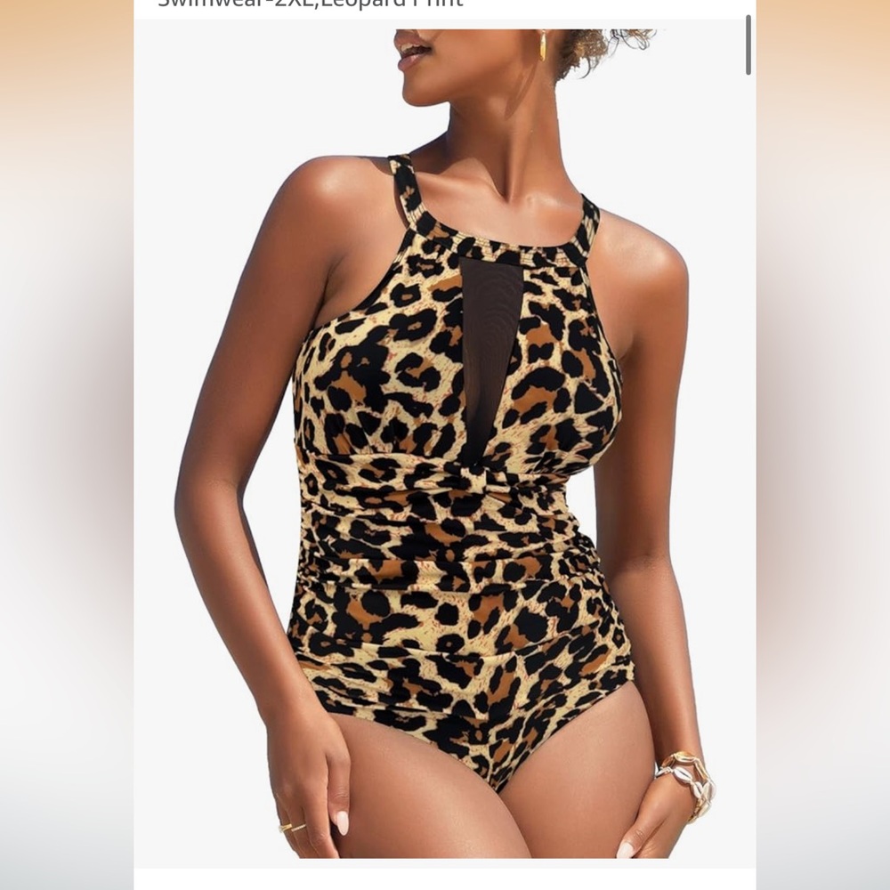 NEW Women's One Piece Swimsuit xxl 2x Leopard Animal Print
